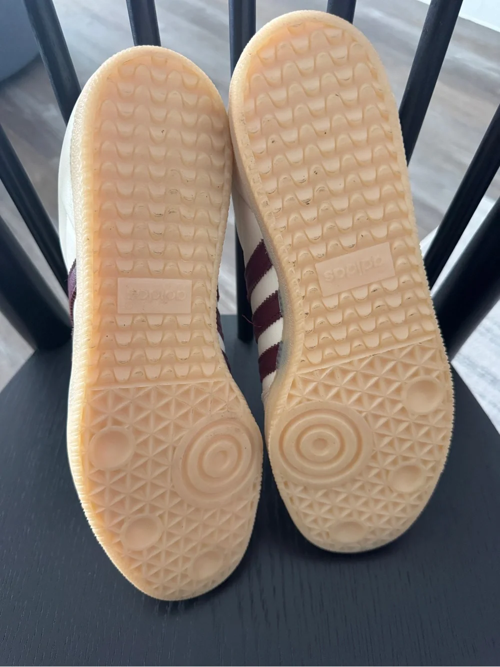 adidas Samba Sneakers in Cream with Burgundy Stripes